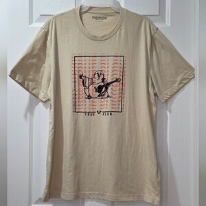True Religion BIG LOGO Beige Graphic Tee for Men XL Mint Condition